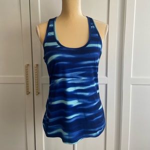 ATHLETA Racerback Tank Top Airbrushed Print Blue Size M